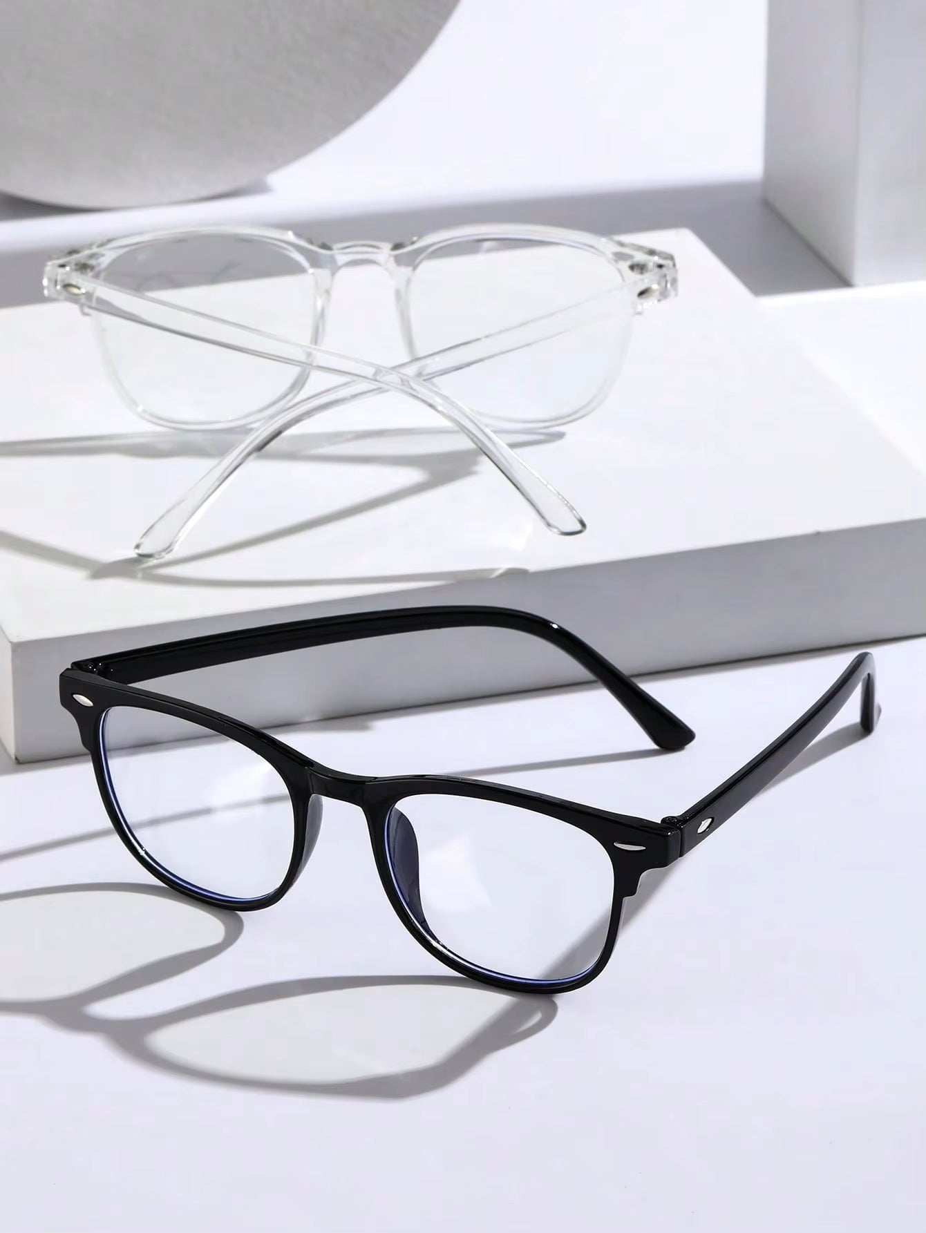1-2-3PCS Unisex Square Plastic Frame Trendy Anti-Blue Light Clear Glasses for Back to School Clothing Accessories.