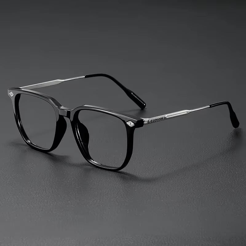 Business Style anti Blue Light Glasses Ultra Light Retro Black Frame Men'S Flat Glasses AC anti Blue Light and anti Fatigue