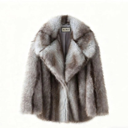 PUAL Luxury Brand Fashion Women Yellow Striped Faux Fur Jacket Coat Chic Girls 2025 Winter Oversized Warm Outerwear Overcoat