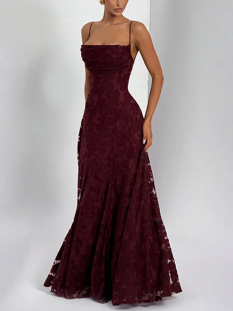 Spaghetti Strap Backless Sexy Maxi Dress Women Gown Fashion Off-shoulder Sleeveless Lace-up Evening Club Party Dress