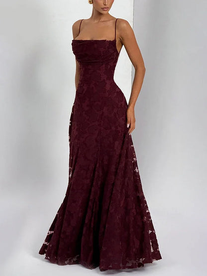 Spaghetti Strap Backless Sexy Maxi Dress Women Gown Fashion Off-shoulder Sleeveless Lace-up Evening Club Party Dress