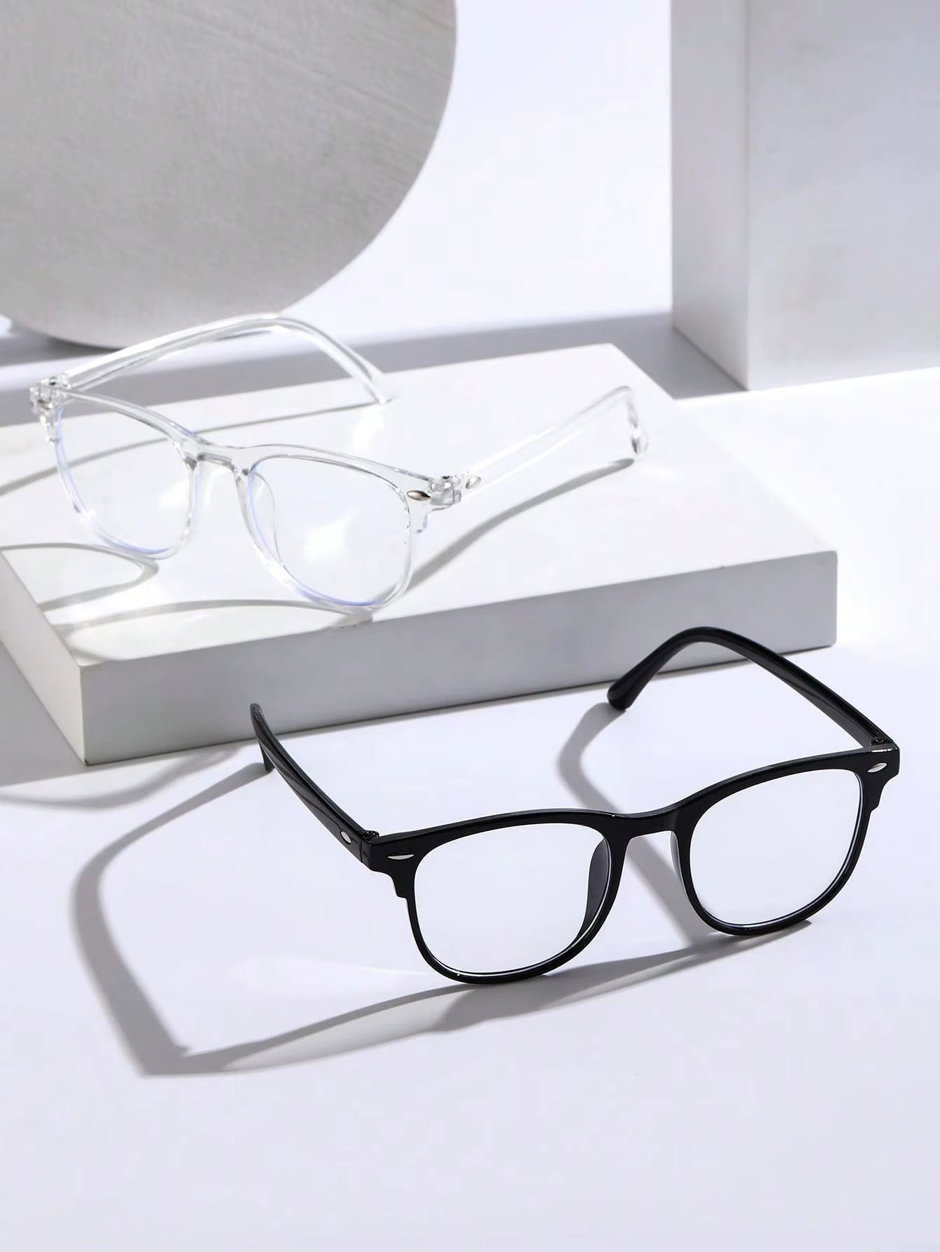 1-2-3PCS Unisex Square Plastic Frame Trendy Anti-Blue Light Clear Glasses for Back to School Clothing Accessories.