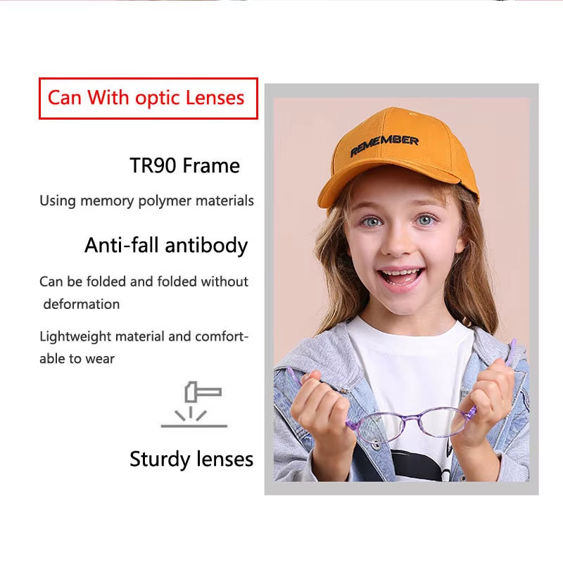 Anti Blue Light Glasses Kids round Silicone Custom Myopic Glasses Boys Girls Optic Prescription Blue Light Blocking Glasses