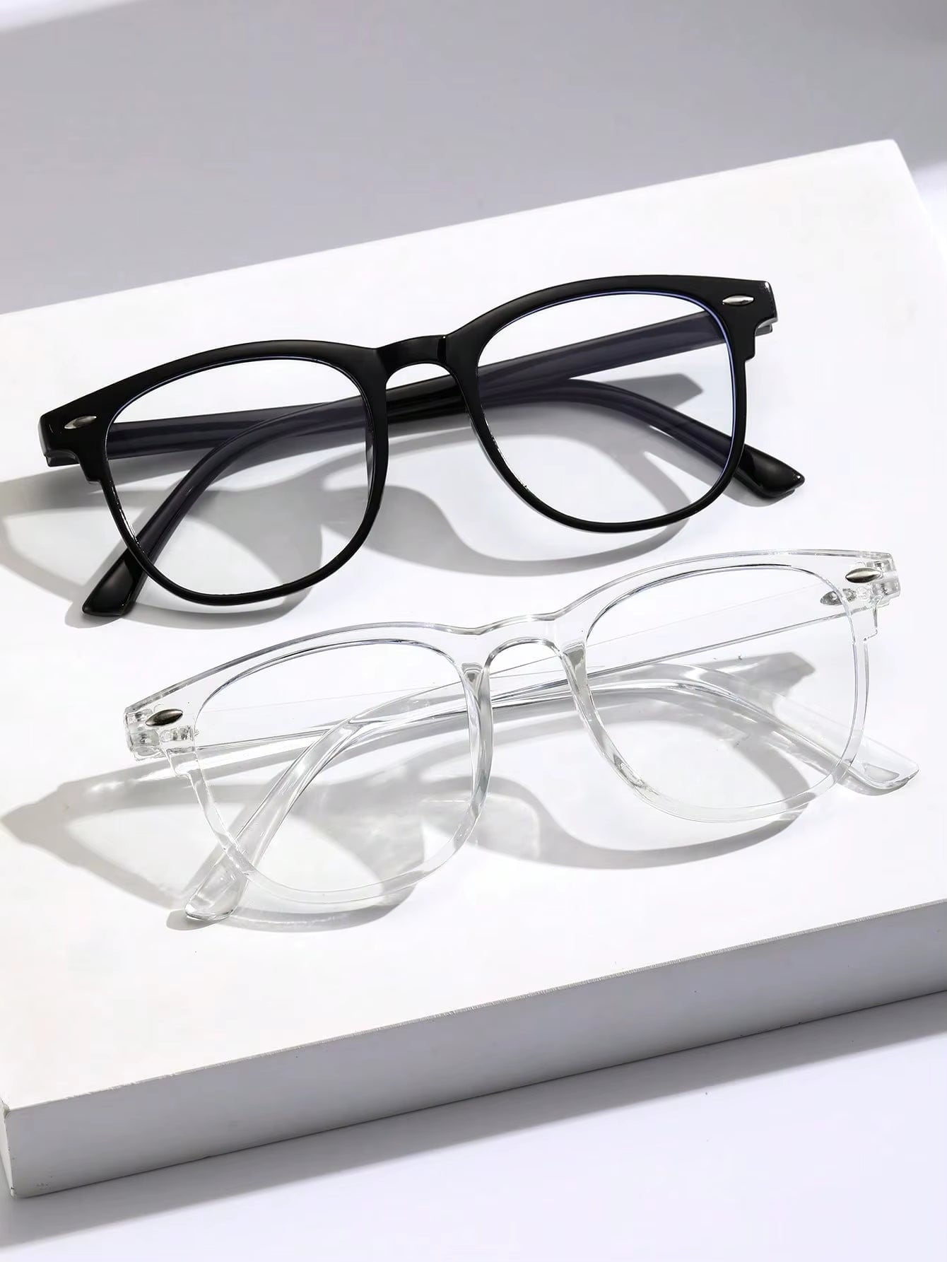1-2-3PCS Unisex Square Plastic Frame Trendy Anti-Blue Light Clear Glasses for Back to School Clothing Accessories.